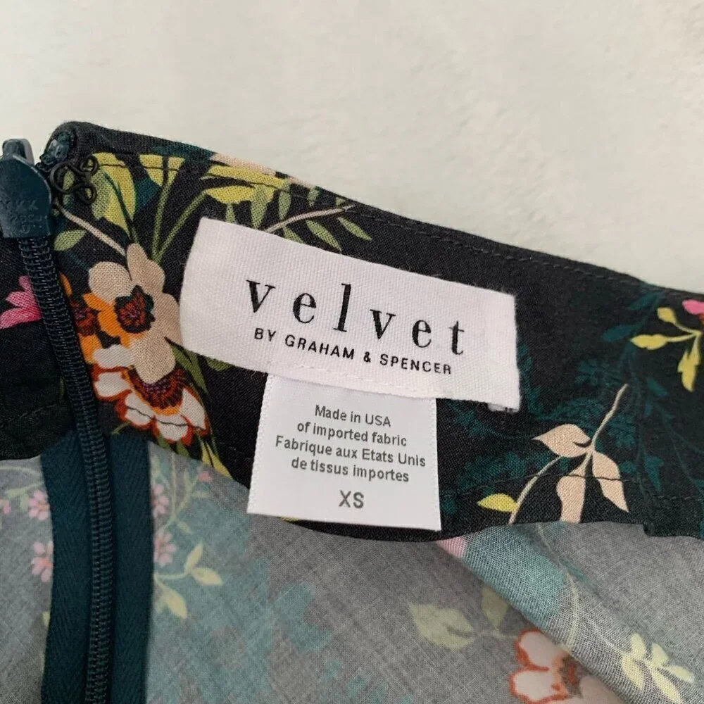 Velvet by Graham & Spencer Floral Maxi‎ Skirt Black XS Anthropologie Boho Slit